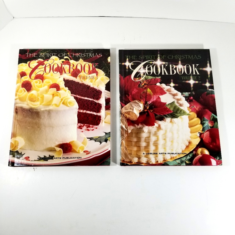 Lot Of 2 The Spirit of Christmas Cookbooks by Leisure Arts Vol 2, 4 Hardcover